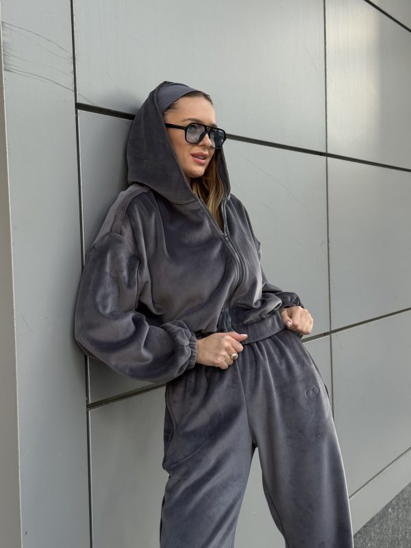 velour oversized jacket graphite