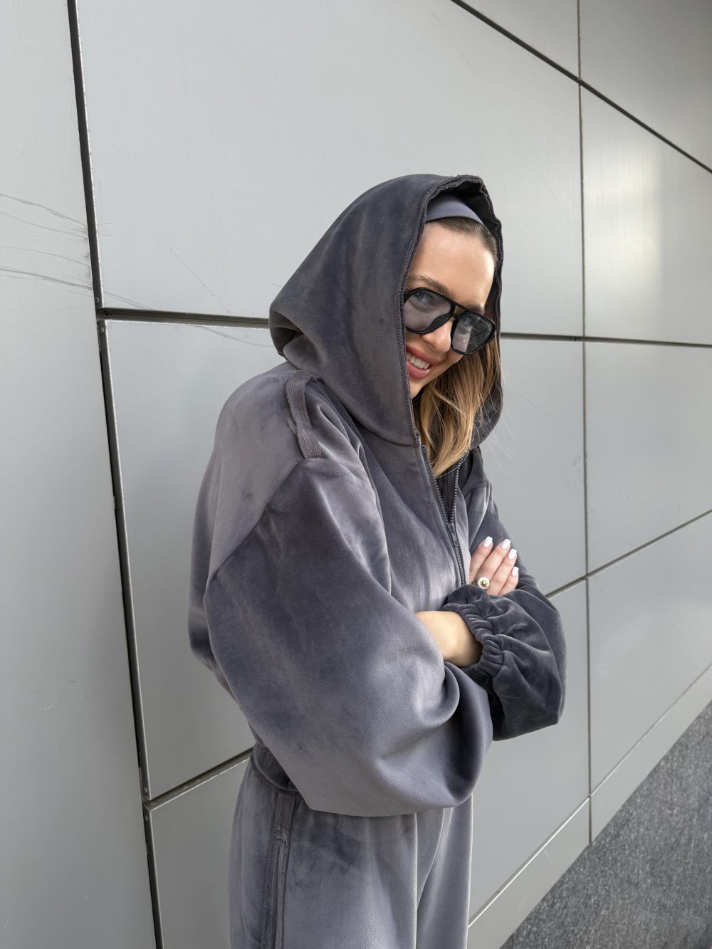 velour oversized jacket graphite - Image 4