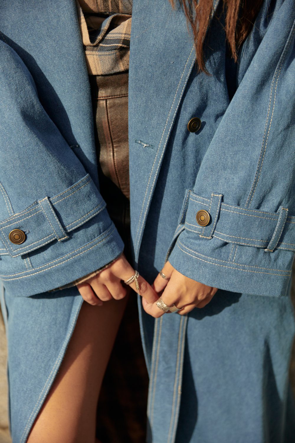 Follow your ART Denim Trench Coat - Image 9