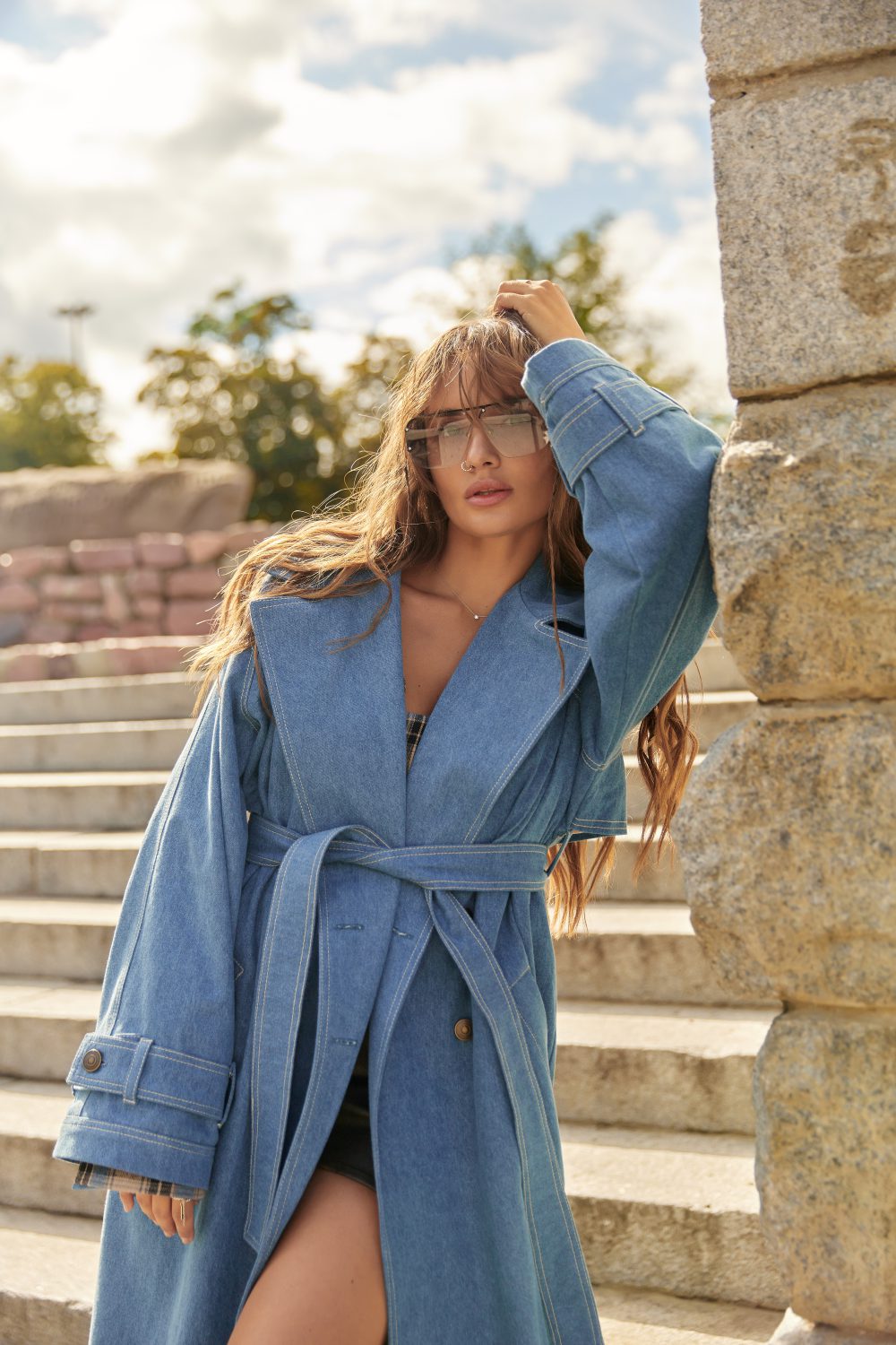 Follow your ART Denim Trench Coat - Image 18