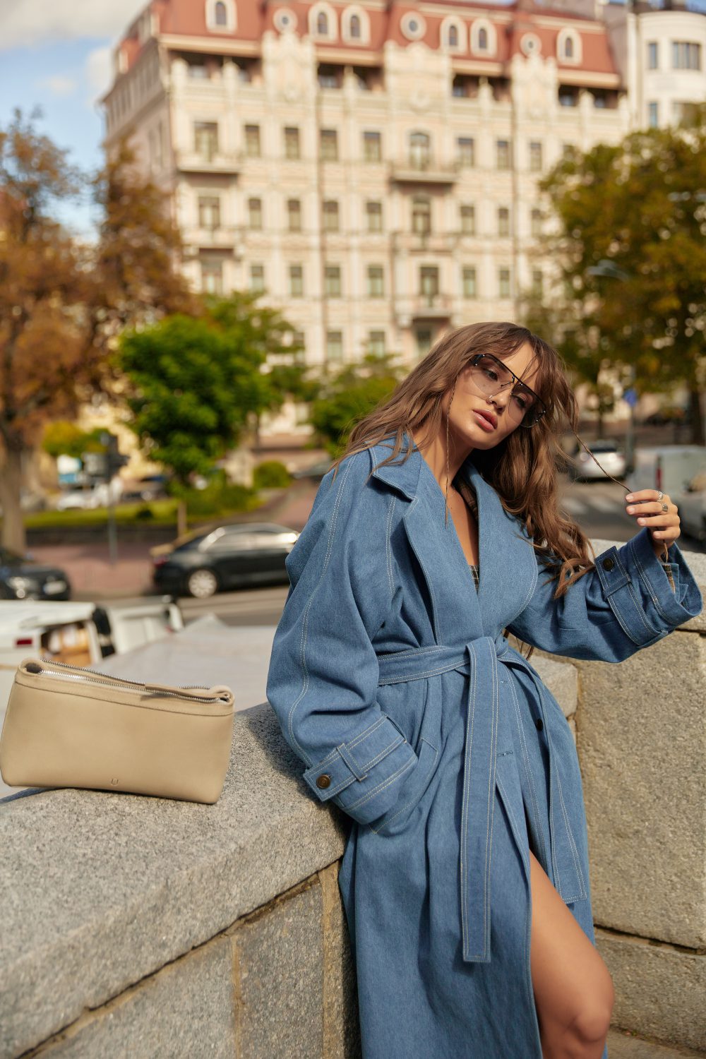 Follow your ART Denim Trench Coat - Image 2