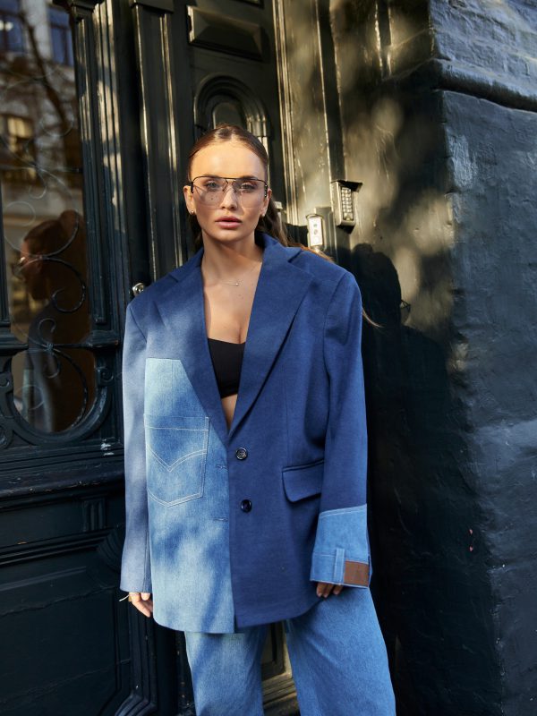 Follow your ART Oversized Mixed-Fabric Blazer