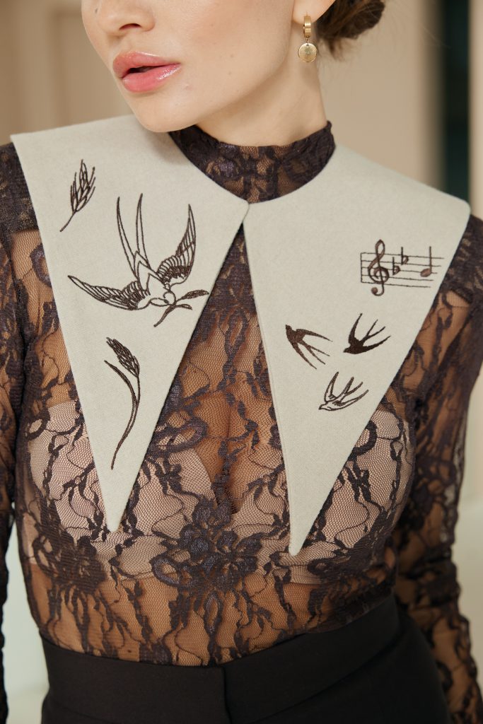 Ethno collar from the “Shchedryk” collection Chocolate