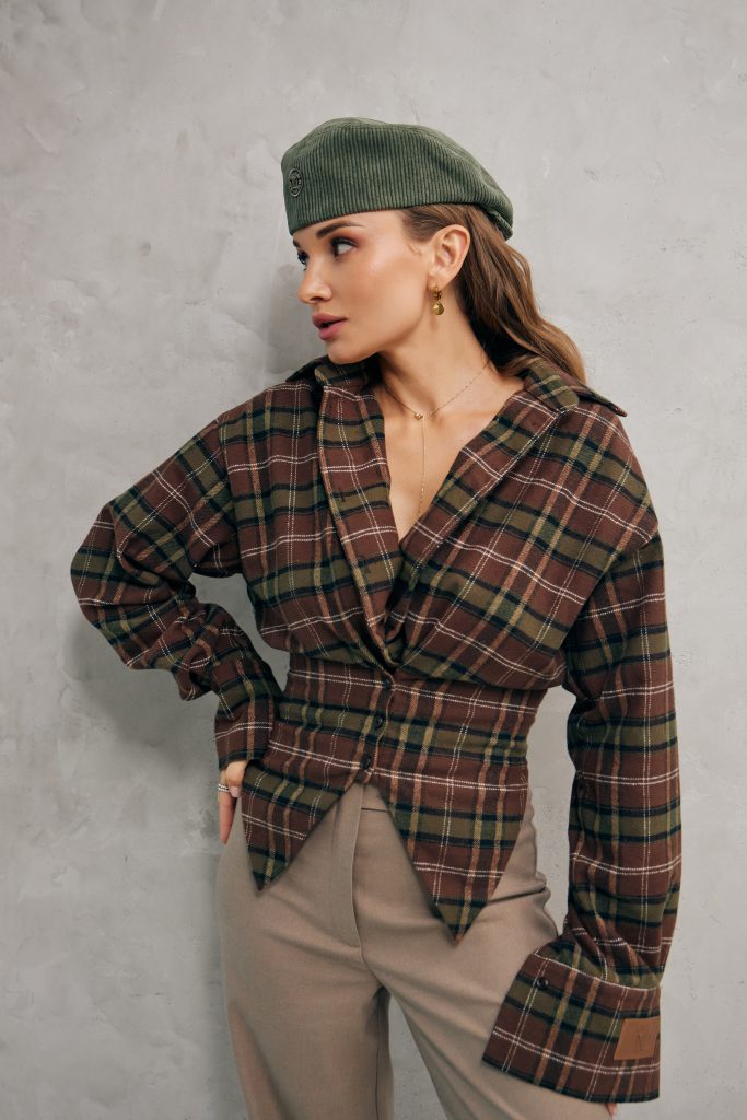 Checkered Shirt New Era of Me green/beige